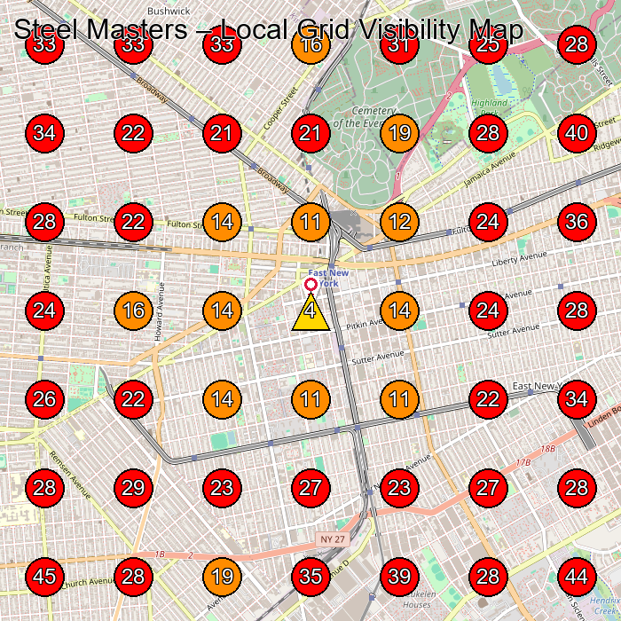 Steel Masters GeoGrid visibility map for Steel Fabricator in Flushing